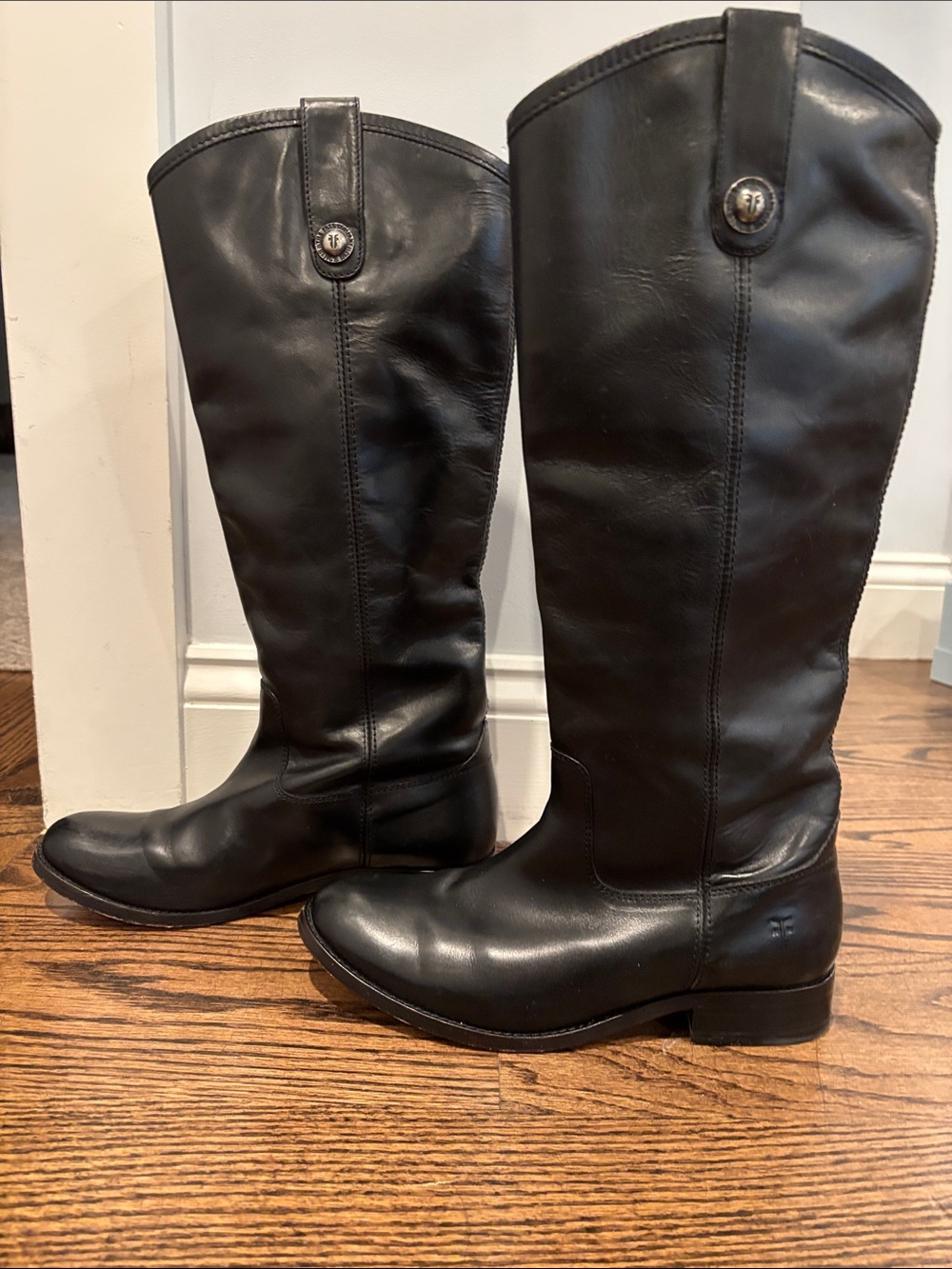 Frye Black Leather Knee-High Riding Boots - Picture 2 of 4
